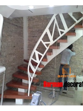 پله مارپیچ فلزی با نرده فلزی گرد سی ان سی cnc