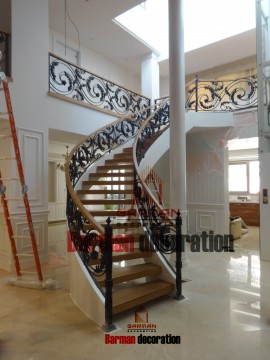 پله گرد - پله چوبی - پروژه پاسداران