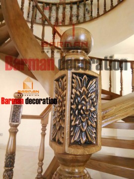 پله مارپیچ چوبی