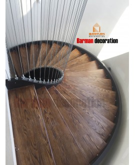 پله دومحور با نرده سیم بکسل