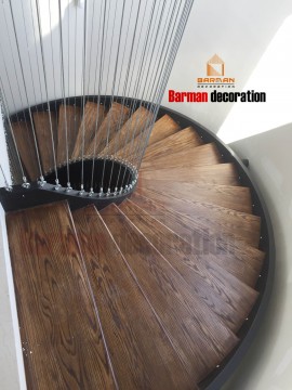 پله دومحور با نرده سیم بکسل